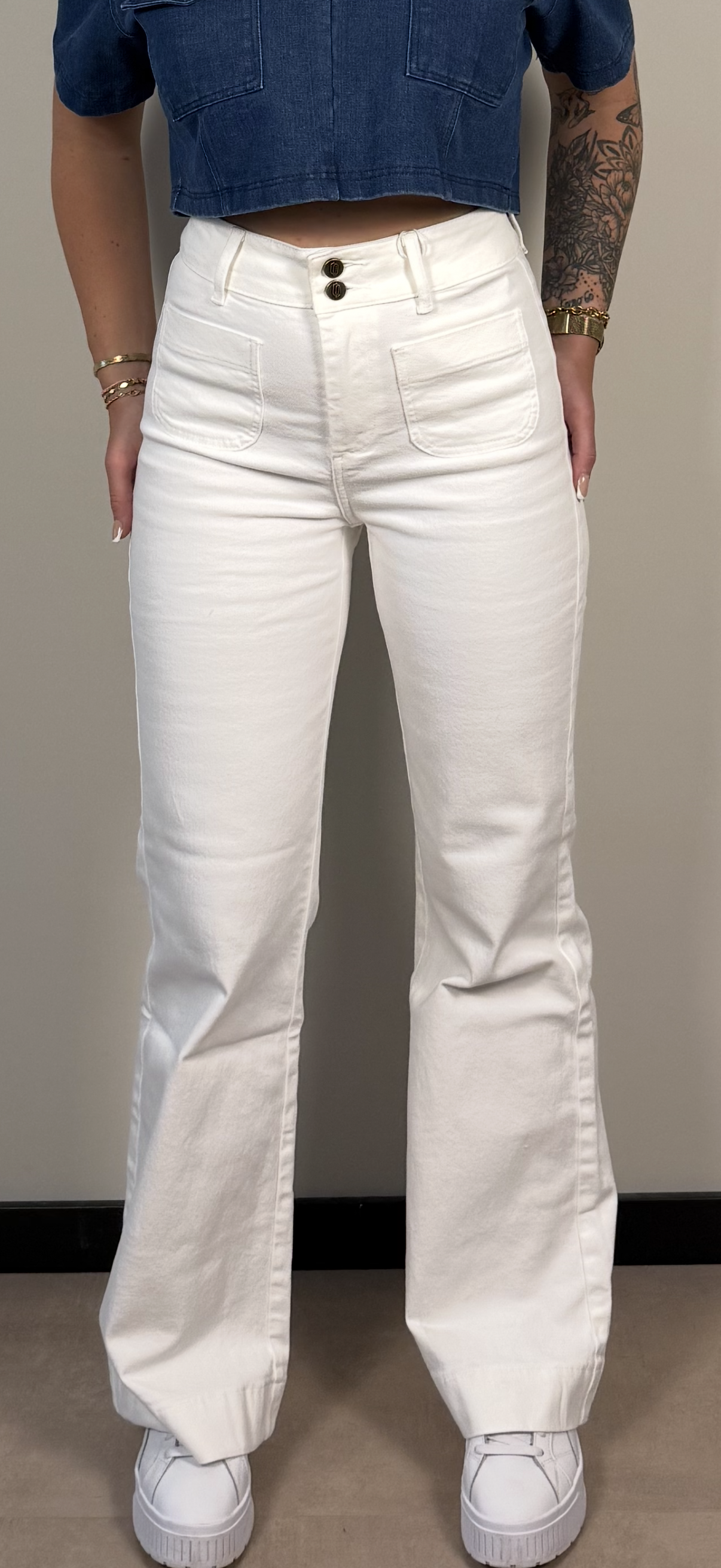 JEANS - ORAIJE - High waist large flair - wit