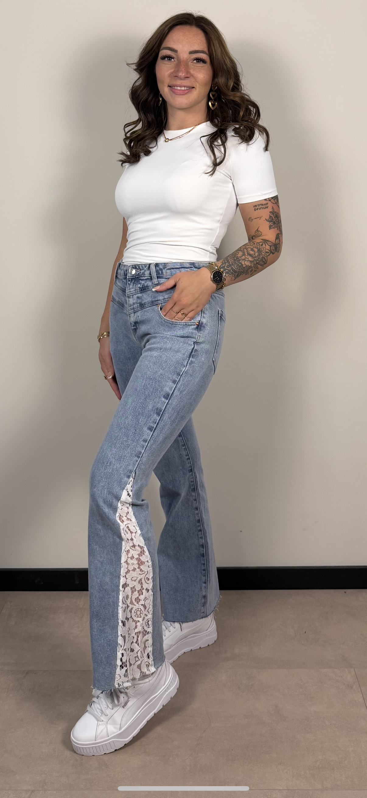 JEANS - EVERYDAY JEANS - denim met kant