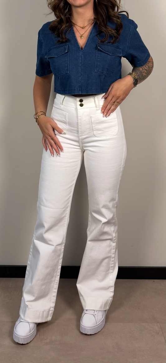 JEANS - ORAIJE - High waist large flair - wit