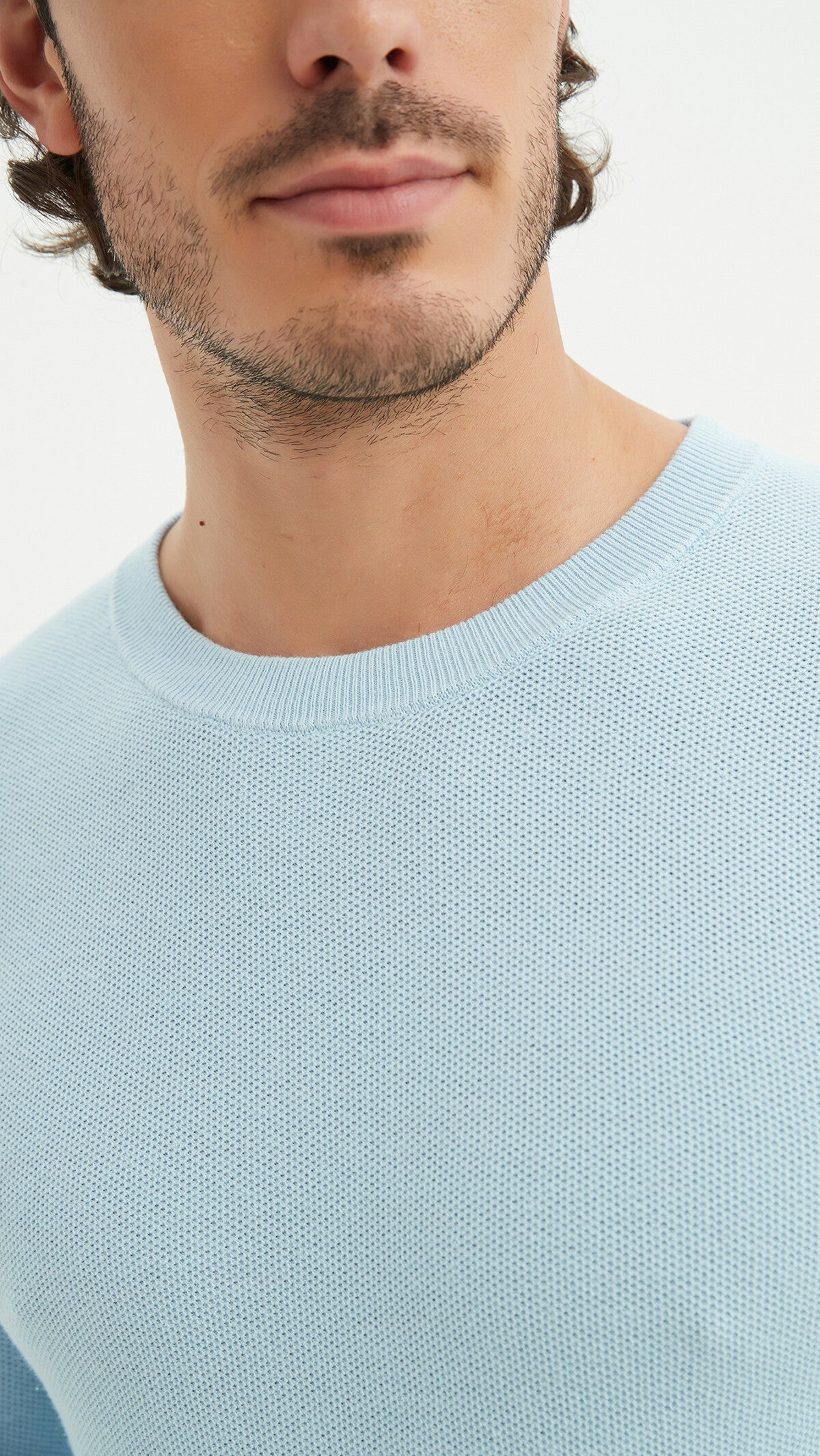 Round-neck cotton pique sweater - YVES ENZO PARIS