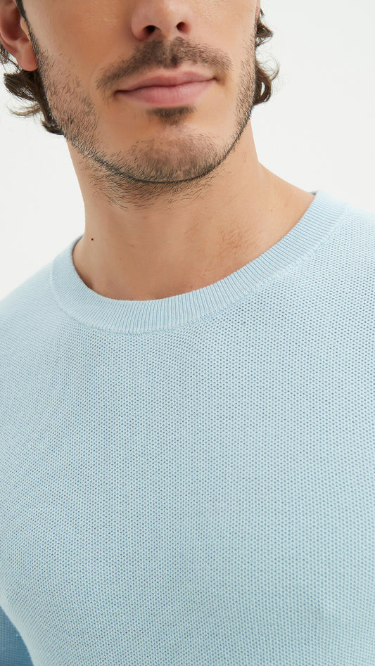 Round-neck cotton pique sweater - YVES ENZO PARIS
