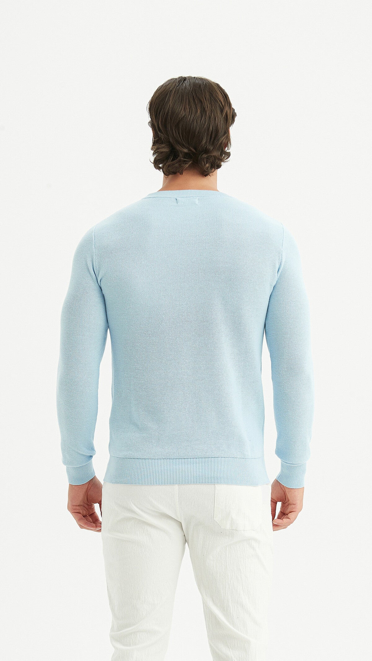 Round-neck cotton pique sweater - YVES ENZO PARIS