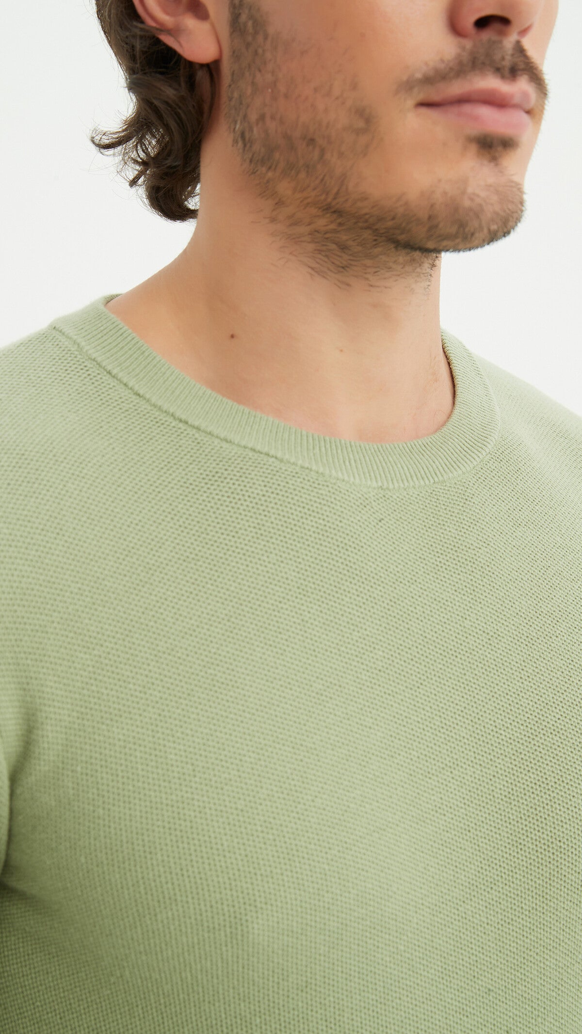 Round-neck cotton pique sweater - YVES ENZO PARIS