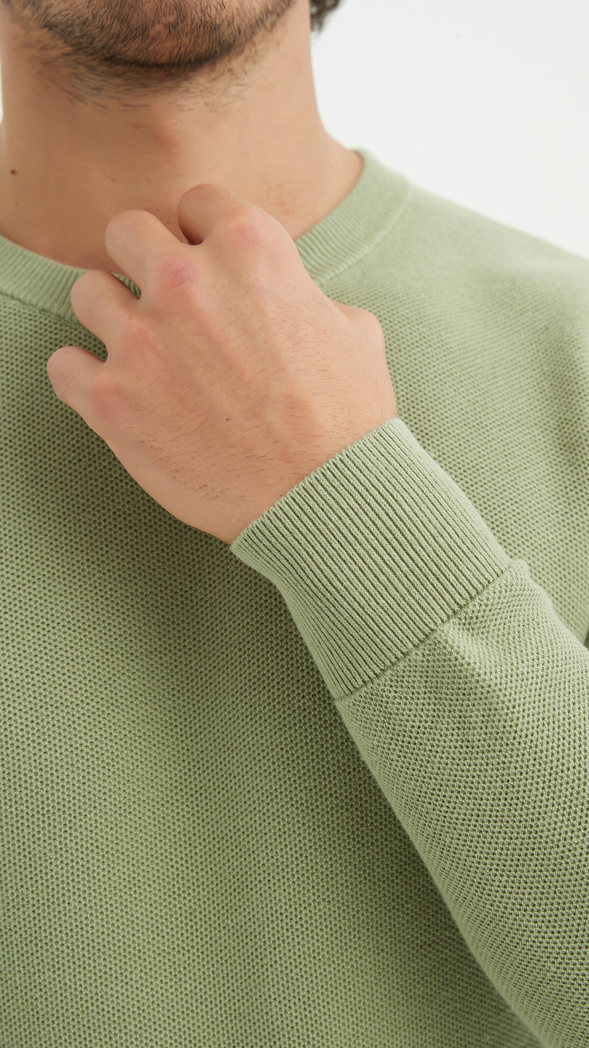 Round-neck cotton pique sweater - YVES ENZO PARIS