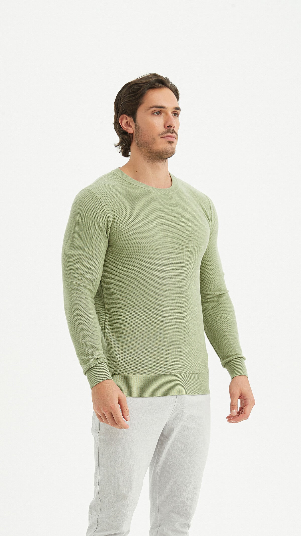 Round-neck cotton pique sweater - YVES ENZO PARIS