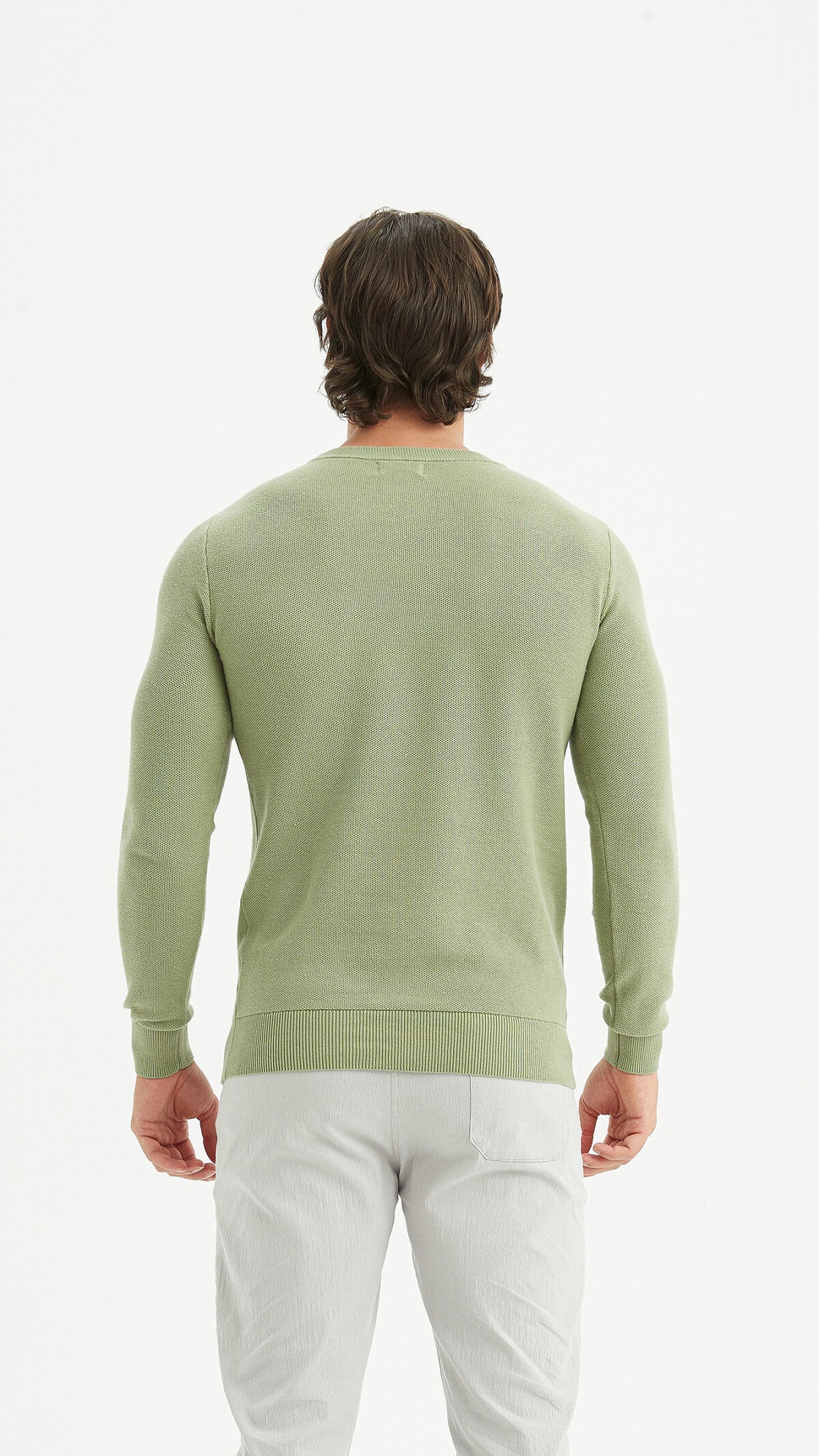 Round-neck cotton pique sweater - YVES ENZO PARIS